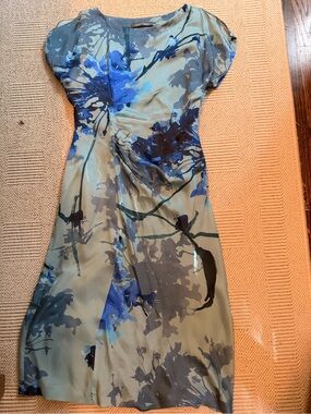 Alberta Ferretti Blue and Gray Floral Dress
